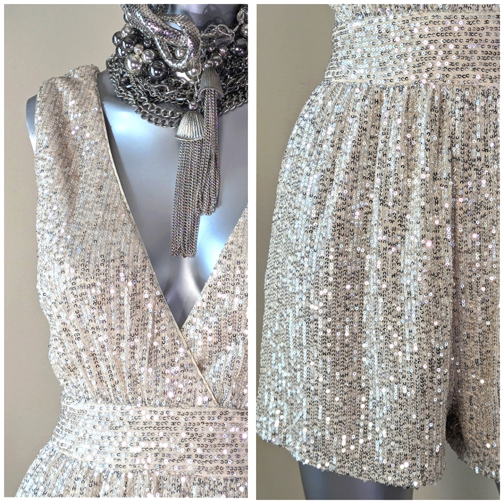 LULUS Sequin "Watch Me Shine" Cocktail Party Festival Bohemian XL Romper NWT - Picture 3 of 12
